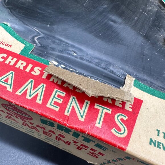 Vintage Christmas Ornaments Shiny Brite USA Red Glass Original Box Decoration - Picture 10 of 16